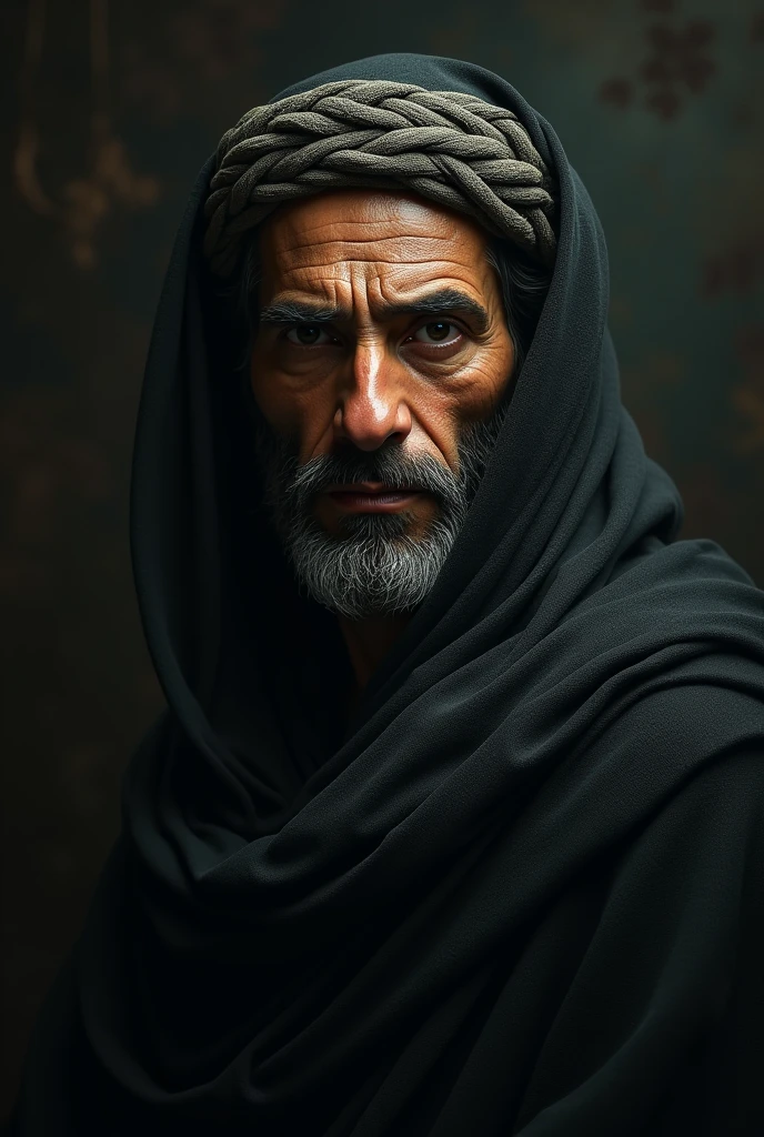 A brown 30 year old Muslim man, sad expiration in his fase.