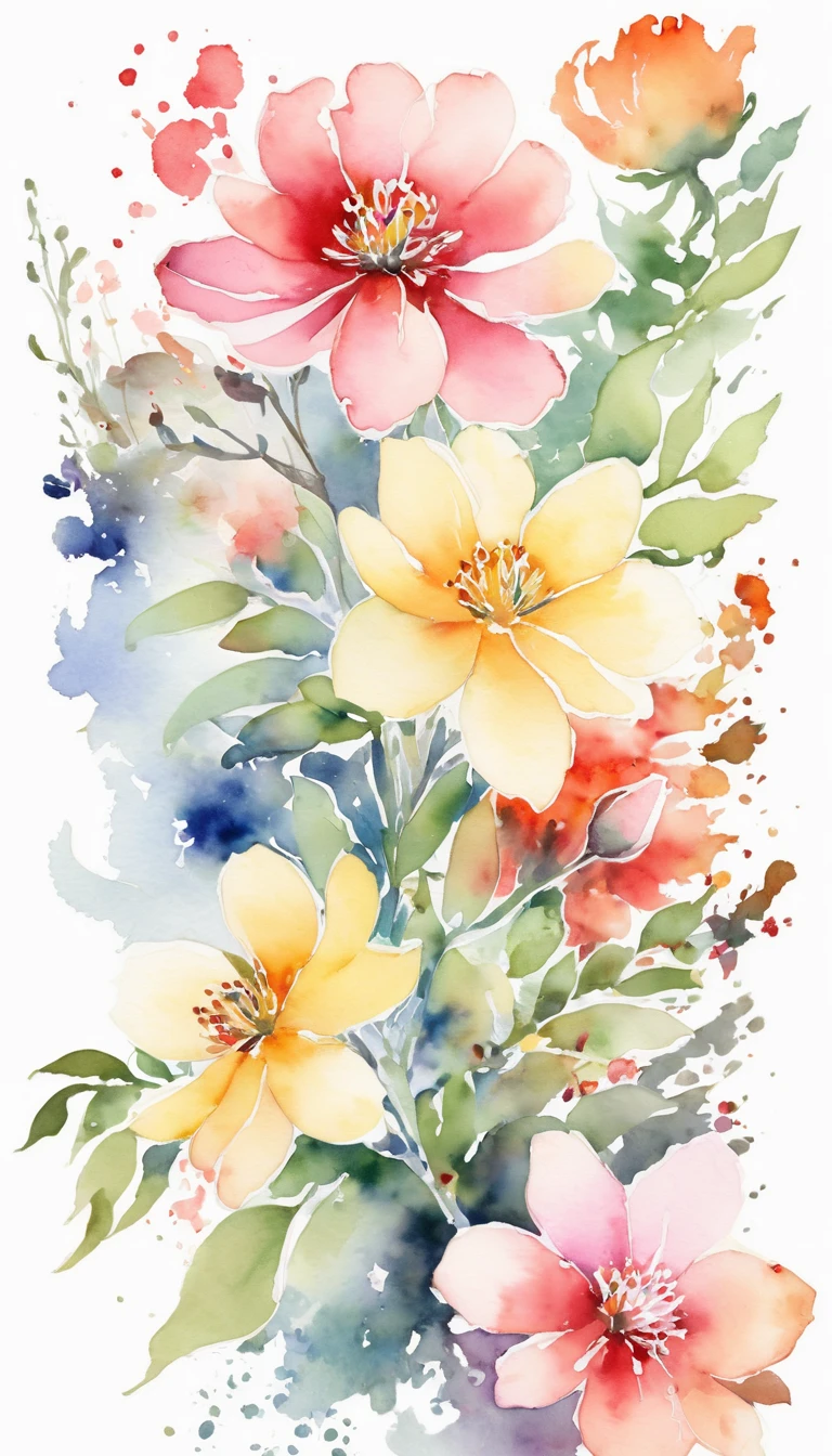 there is a watercolor painting of a flower on a white background,  Anna Highfish watercolor ,  Shutterstock ,  art,  watercolor digital paint ,  watercolor style raised backwards, flower, デジタル水彩, デジタル水彩 painting,  watercolor illustration,  watercolor illustration style, Stunning detailed watercolor painting,  watercolor style , Depict flowers,  watercolor style で, beautiful flower ,  Exotic 