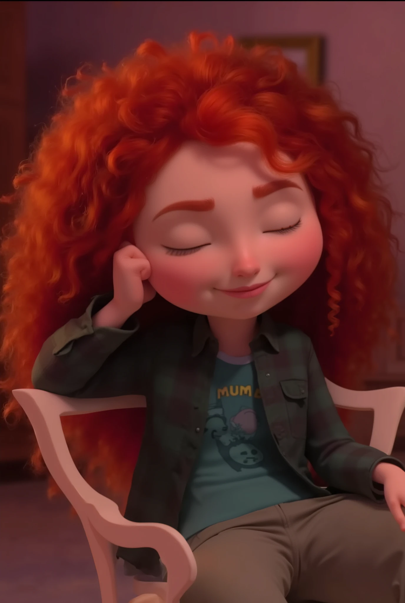 Um filme inspirado na Disney Pixar ( ADOLESCENTE COM CABELO MEDIO VERMELHO COM OCULOS) dentro A cena estar na arte distinta do estilo PIXAR, descolada e estilosa