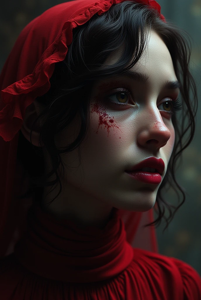 full body, (walking:1.1), (slow motion:1.2), assassin wearing black cloth made of liquid paint, wet dripping mascara, raining, wet, red cloak, (insanely detailed:1.5), ((analog)), (highest quality, Alessandro Casagrande, Greg Rutkowski, Sally Mann, concept art, 4k), (colourful), (high sharpness), ((detailed pupils)), red eyes, ((painting:1.1)), (digital painting:1.1), detailed face and eyes,Masterpiece, best quality, highly detailed photo:1, 8k, detailed face,photorealistic, (silver Hair,ponytail hair cut, ecstatic:1.1),(older woman:1.3),By jeremy mann, by sandra chevrier, by maciej kuciara,((samurai)), sharp, ((perfect body)), realistic, real shadow, 3d, ((crop top)), ((full body)), ((forest background)), (by Michelangelo)