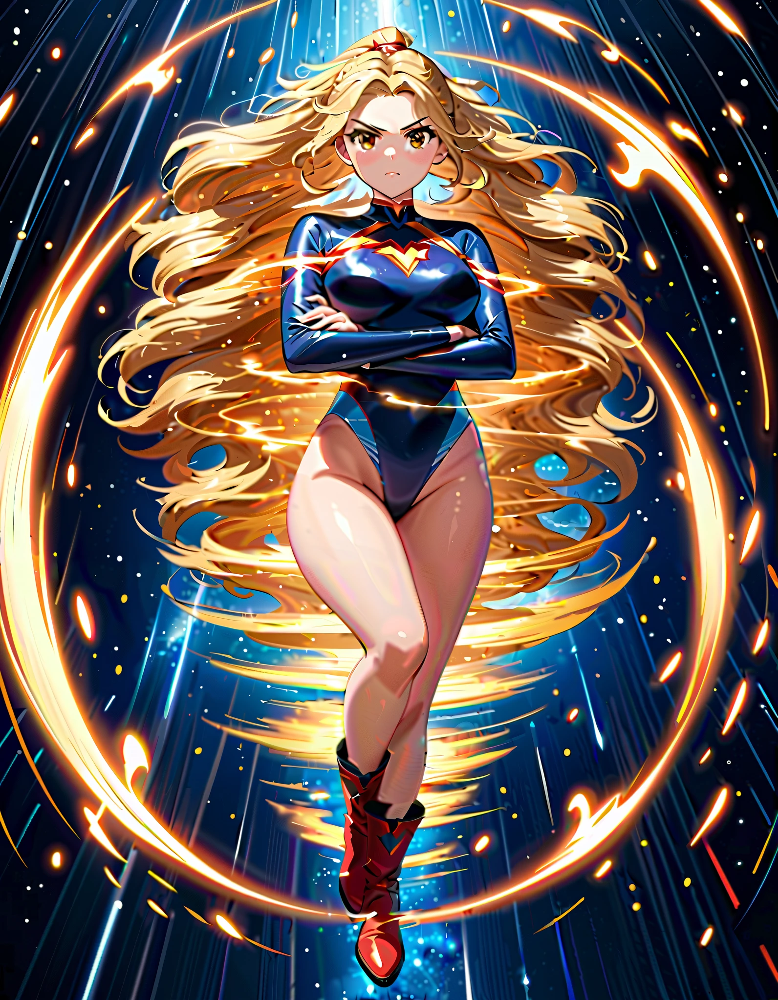masterpiece, best quality, 1girl, solo, single, superhero, leotard, bare legs, boots, standing straight, time warp, spinning