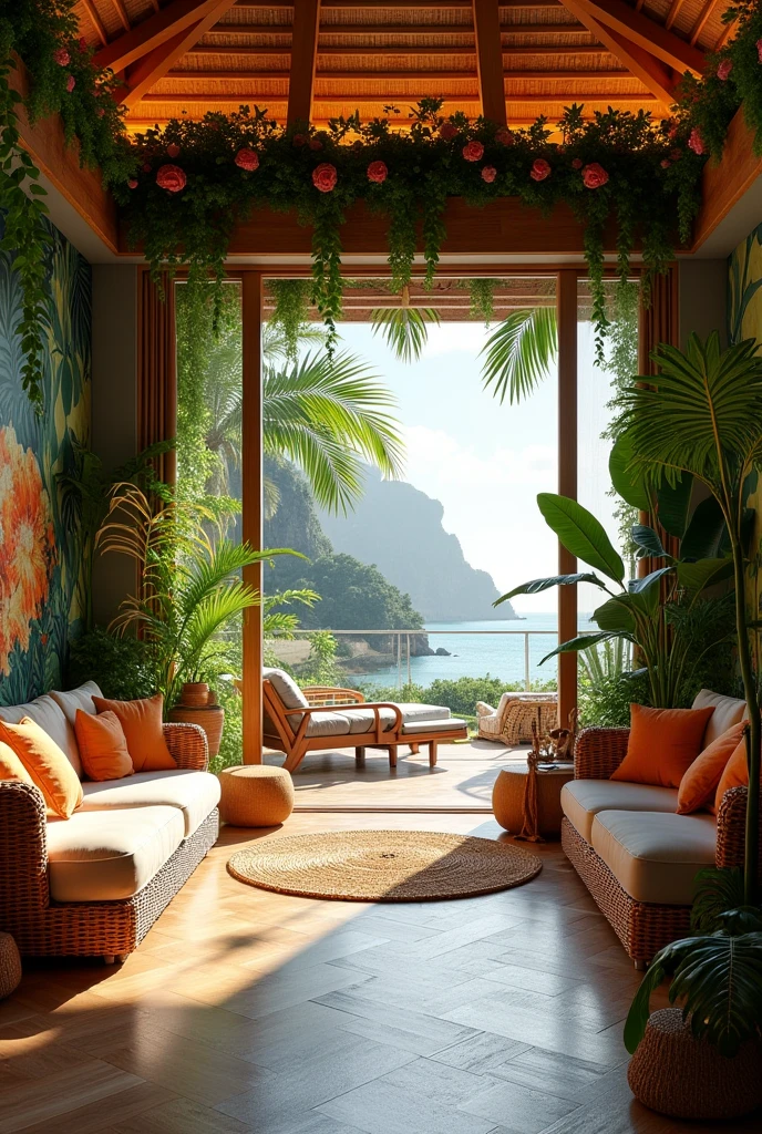 A beautiful room design with tropical mood