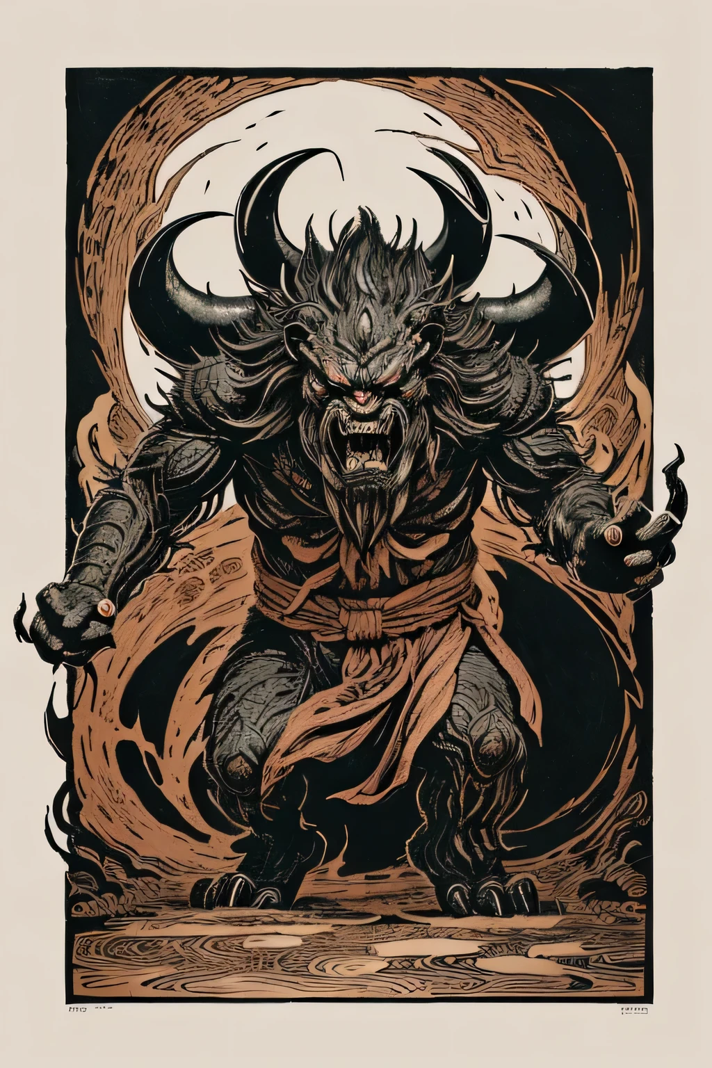 (( Darkness)), ((A large number of beast-like monsters)), ((Jumpscare)),  outline warm color, ((festival)), ((Choju Jinbutsu Giga)), ((Shihon Bokuga)),  antique, (personality personification ), (Ink painting), ( Black and White Art ), (Old paper style illustration), (Hunting Painting Style, Little Monster , Old performance, Variation pointillism,  flat illustration ,  creepy, ((Horror elements)), ( creepy) worldview, ( Primitive art ),  outline warm color,  are styled like old picture scrolls, Old stage, Ancient mural style,  Japanese Yokai, huge body ,  Intense Movements 