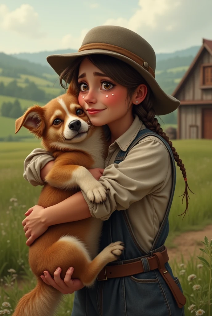 There is a brown Mexican gypsy girl in typical Mexican clothes and a dog standing in a field, painting digital adorable, Ross Tran 8 K, Arte infantil em Artstation, pintura digital altamente detalhada, Ross Tran e Michael Whelan, Norman Rockwell Ross Tran, Estilo de pintura realista, Estilo de pintura super realista, wlop e ross tran, pintura digital altamente detalhada, Estilo de arte realista, pintura digital muito detalhada
