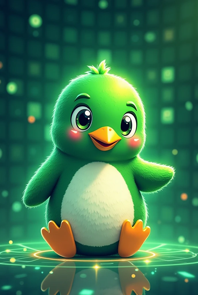 Green baby penguin with Solana crypto pixel on freee marketplace