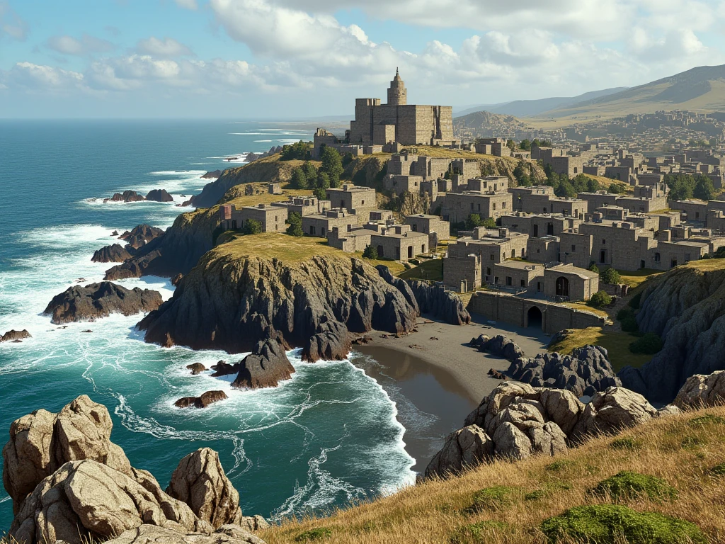 ancient town made from onyx near ocean