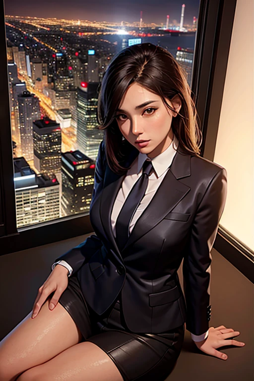 Hyper realistic super detailed sexy woman, Une fille confiante, NSFW, Very detailed, expressions faciales sexy, seductive facial expressions, [:(Face detail: 1.4): 0.4], 16K resolution, 4k resolution, dinamic lighting, High definition resolution, (sexy pose, Position attrayante), (hyper realistic: 1.4), (back light: 1.2), (sun light: 1), (pleine hauteur: 1.8),(contrasting background: 1.5), (Anatomy of the hyperrealistic arm), (Hyperrealistic anatomy of the legs), (peau propre), (lighting cinematic: 1.7), (intime), (Technologie NVIDIA RTX Ray Tracing), (Anatomy of the hyperrealistic arm: 2), (Ventre plat parfait), (image couleur),Create a masterpiece in 4K resolution, ultra-realistic, and extremely detailed, featuring a successful and confident businesswoman in her professional environment. The businesswoman is the central character in the artwork, exuding an air of authority, sophistication, and accomplishment as she navigates the world of business.

The businesswoman is dressed in a stylish and impeccably tailored business suit, symbolizing her professionalism and confidence. Her hair is perfectly coiffed, and she may wear subtle yet elegant accessories, like a pearl necklace or designer watch.

The office or business setting is sleek and modern, with glass windows offering a view of a bustling cityscape. The lighting is bright and contemporary, highlighting the clean lines and professionalism of the environment.

The businesswoman's actions convey her role in the business world. She may be engaged in a high-level meeting with other professionals, reviewing important documents, or giving a confident presentation to a board of directors. Her posture and body language exude authority and competence.