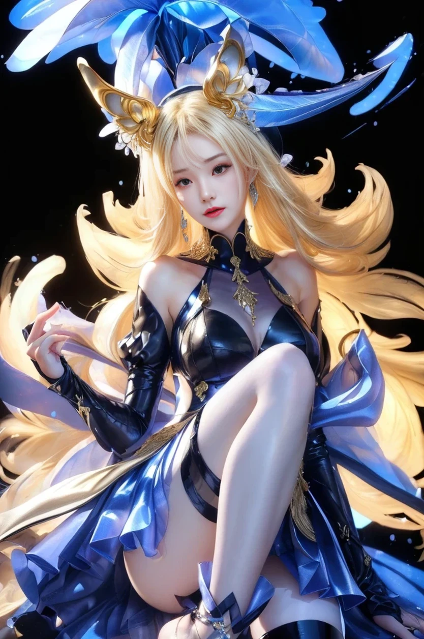 Through high-definition CG, Golden Lotus, fire, lightning, lighting, 8K, ultra-high definition, blizzard style art trend, luminous fog luminescent body lighting, 8K HD
