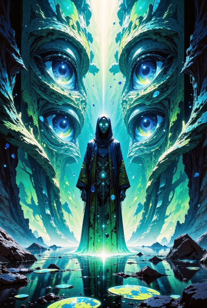 water, refraction, reflections, mirrors, prisms, sunlight, glowing lights!! intricate elegant, highly detailed, digital painting, artstation, concept art, smooth, sharp focus, illustration, art by ( ( ( ( artgerm ) ) ) ) and ( greg rutkowski )! and ( ( ( alphonse mucha ) ) ), eyes reflecting into eyes reflecting to infinity