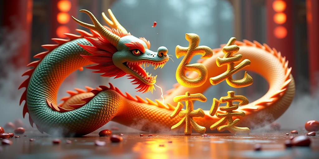 festive，Chinese dragon，Red，Swirling in the festive atmosphere，Fireworks bloom brilliantly，The sound of firecrackers，The crowd around cheered，Children&#39;s laughter comes and goes，8k，best quality，best quality，masterpiece，Ultra-clear