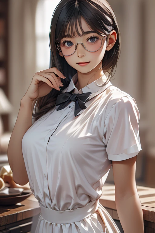 (( top quality)), ((傑 top quality、masterpiece、High sensitivity、 high definition、 detailed depiction 、 Delicate Face Description))Slender Woman、Glasses、Dressed in formal attire、