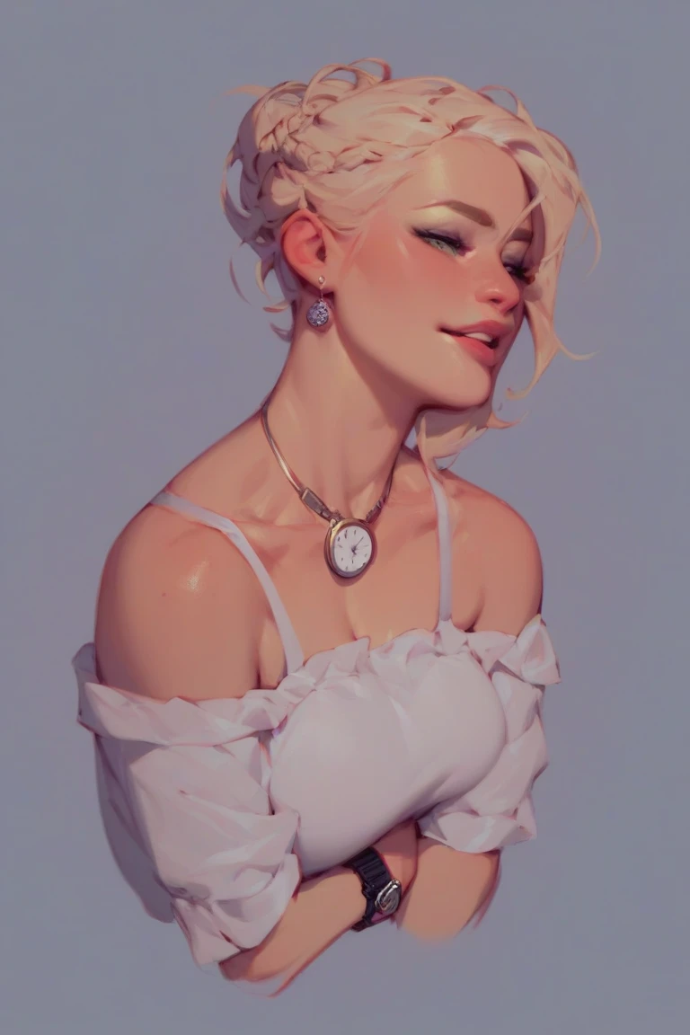 (close up), beautiful, head and chest of subject in shot, girl with middle dark-grey hair and big white bow on the back of her head in a tight white sweater with buttons and deep cleavage with her elbow leaning on the table and looking lustfully at her breasts, BREAK yumi, (huge breasts, round glasses, tight white sweater with buttons(cleavage), covered shoulders), big white bow on the back of head), blue eyes, middle dark-grey hair, middle dark-grey hair!!, blushed, in sweat, erect nipples, perfect hands, BREAK (leaned her elbow on the table), (looking lustfully at her breasts: 2), BREAK in restaurant