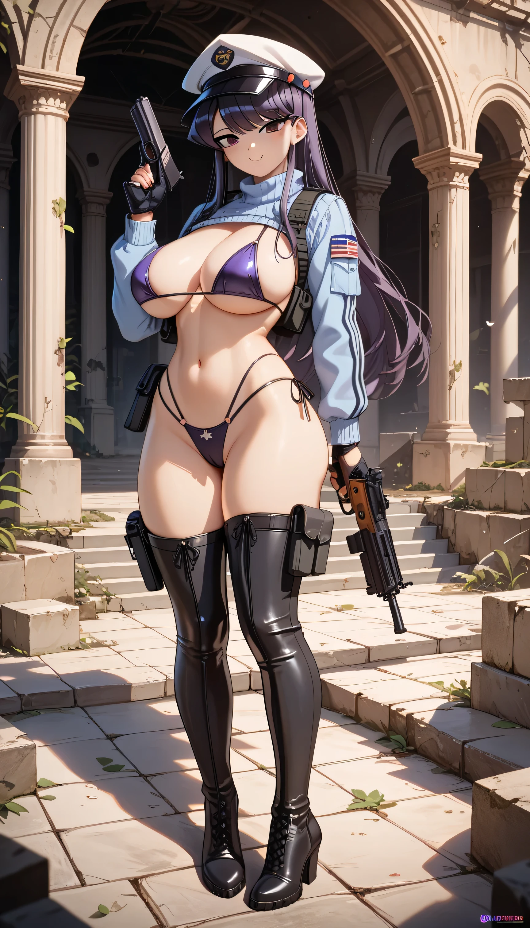 Garota de anime peituda pelada de perfil, vista de frente, pelada, peituda, grande , grande , garota de anime peituda, coreana, cabelo preto curto, She wears rectangular metallic earrings and on her right breast is a small mole., garota em perfil, corpo de ninfeta, vista de frente, she is holding a rifle in front of her breasts, ak-indo parcnte os mamilos, pelada vista de, rosto de perfil, seios para fora, seios a mostrailos para fora, ms a mostra, The anxious, corpo e r perfil, segurando ak-47 na frente do peito, garota peituda, cabelo preto , brinco metalico retangular, na frente do torax