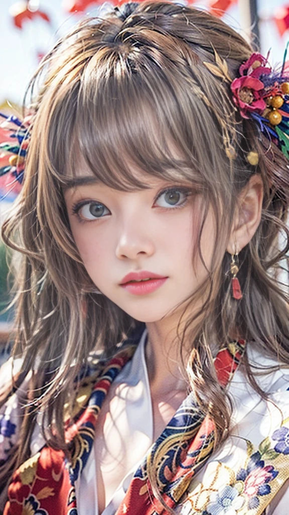 8k,(RAW photo),(best quality), (photo-realistic:1.4),realistic skin texture 1girl,Cute,Double eyelid,bangs,full body,petite,Thin leg,(Slender figure),slim,smile,headgear,earrings,necklace,looking at looking at viewer,face focus,depth of field,club ,(Bust Up Shot:1),Bokeh,,