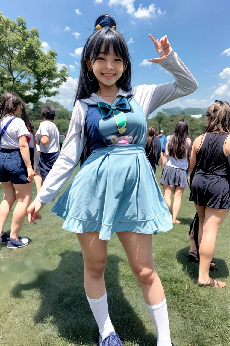   ((Transcendental cute 6th grader))  , (smile),  ((" blessings to this wonderful world！"Aqua-san's cosplay)), ((A figure that is happy to fly))、(( anatomically accurate ))、(((Elementary school girl)))