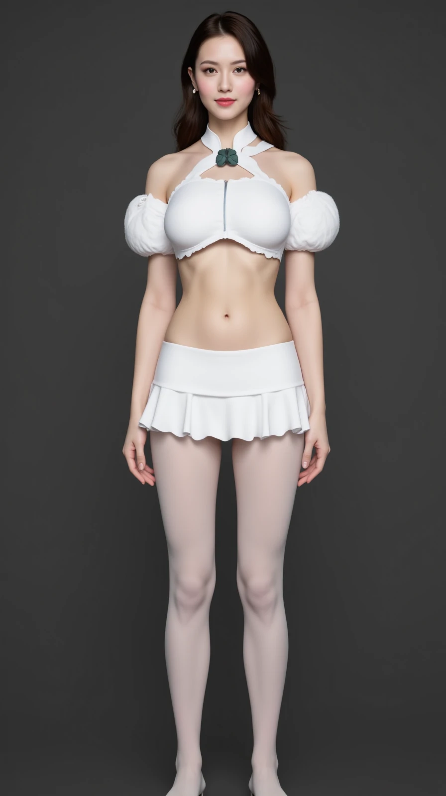(masterpiece, best quality), pale skin, (baby face), Island beach background, (Purely off-the-shoulder, Short transparent top, high waist skirt, tight mini skirt:1.3), (Skinny Thighs:1.9, Yao Liu, lose weight, long legs, thin legs:1.9), blonde hair, (huge , lift your hips, straight legs), Show belly button, (Wide thigh clearance:1.6, wide gap between thighs:1.6), whole body forward, Nipple protrusion, pink breast bulge, Camel toe bump, (Facing Teenage Barbara Palvin)