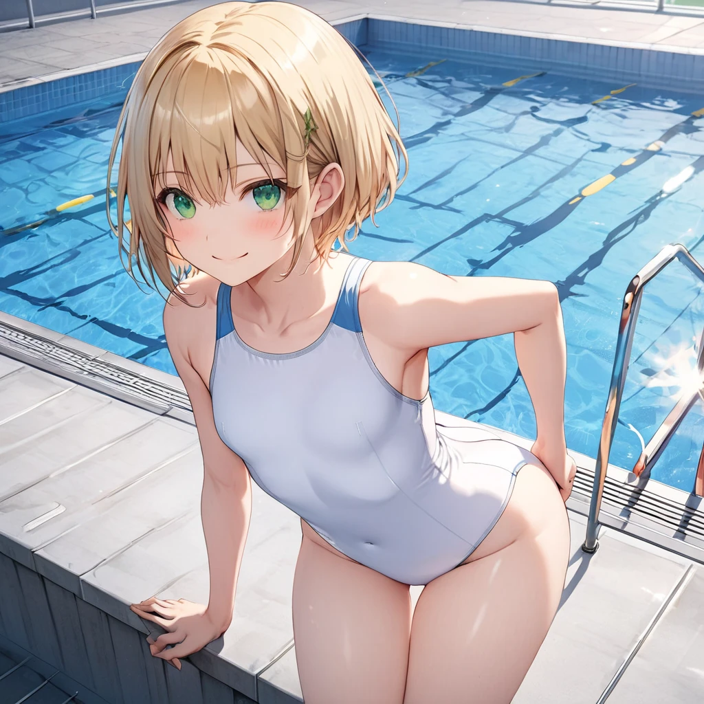 highest quality、High resolution、unique image、8K quality、(alone)、Masseter muscle part、(laughter)、(embarrassing)、(blush)、(arm behind head)、(armpit pose)、(look at the audience)、Artoria、(Beautiful flat breasts)、(erect nipples)、(black latex)、(maikurobikini)、over knee socks、(stiletto heels)、(NSFW)、Squat down and spread your legs wide、cam link、(((pool side)))、(((Sweat))))、(((vapor)))、(Uterus)、(love juice)、(urethra)、