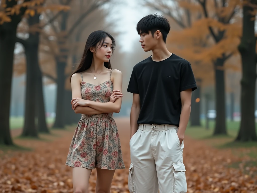 They sat together on the ground on the grass, cute couple, couple pose, Guviz-style artwork, Makoto Shinkai and Artgerm, with short hair, trending on cgstation, still from live action movie, sakimichan and makoto shinkai, [ Realistic photography ], Attractive pose, beautiful realistic photo