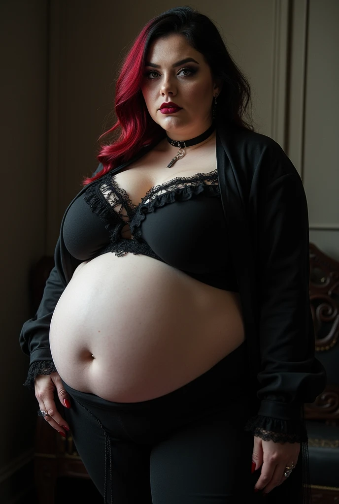 Goth girl ssbbw the fattest girl in the world obese, big belly, weight gain, blob ultra obese