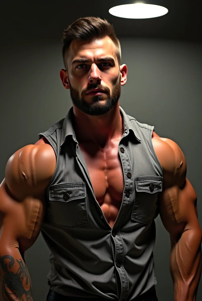 oversized shirt, shirt, off shoulder, (realistic ultra details), hypermuscle, hyper muscles