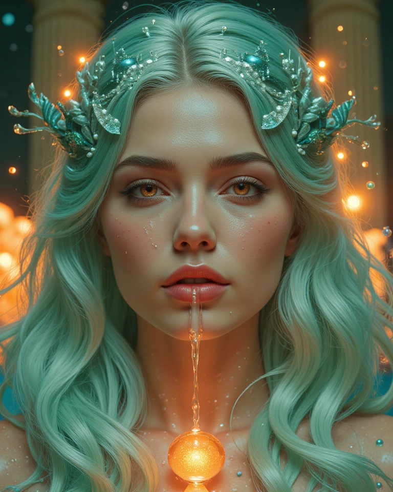 a girl with flowing hair and pointy elf ears, realistic fantasy, vibrant colors, enchanted forest, ethereal lighting