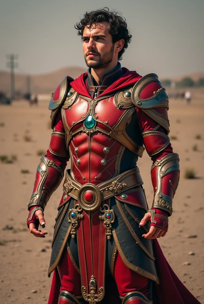 Metallic black and red armor