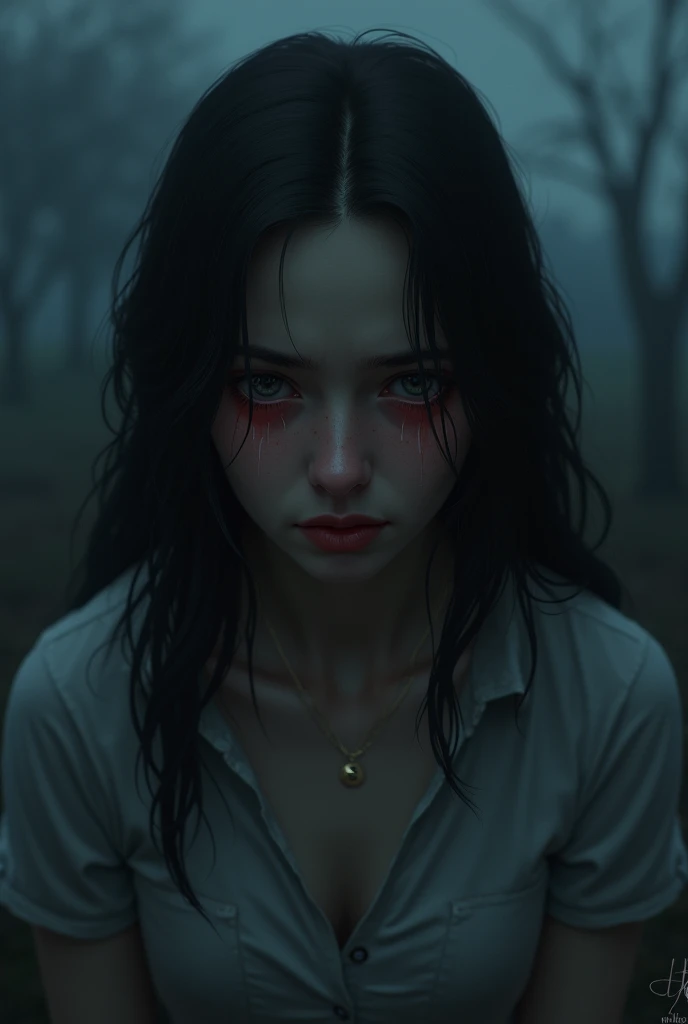 Mound, big night, red moon, ancient wind, deep forest, light and shadow, darkness, female ghost, female ghost, exquisite horror, scary bloody and tearful wounded face pale female ghost showing terrified atmosphere, fear, hell, abyss, devil's roar, realism, movies, cg, masterpieces
