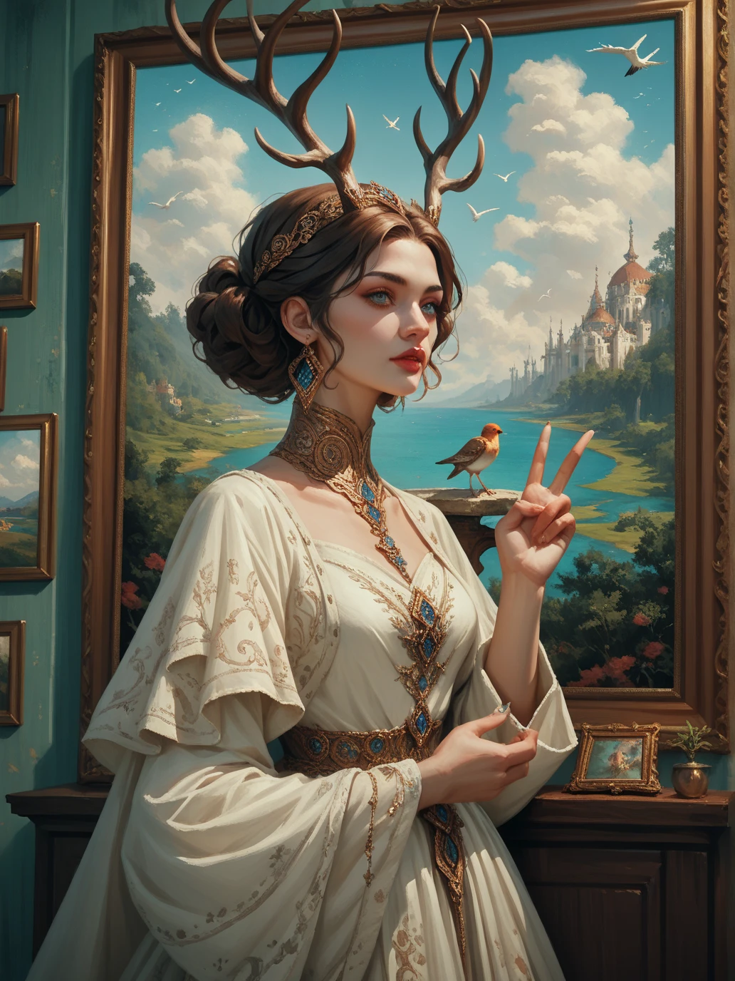painting of a woman in a white dress in a river, painting of beautiful, oil on canvas painting, beautiful painting, realistic oil painting, beautiful character painting, oil canvas, beautiful realistic painting, in a oil painting style, sensual painting, beautiful goddess, beautiful oil painting, oil art, oil painting of realistic woman, fine art oil painting, 4 k oil painting