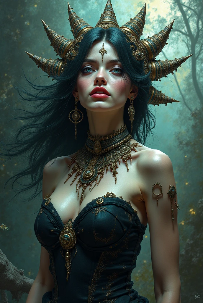 pirate woman holding a skull head in her hands, sexy sensual