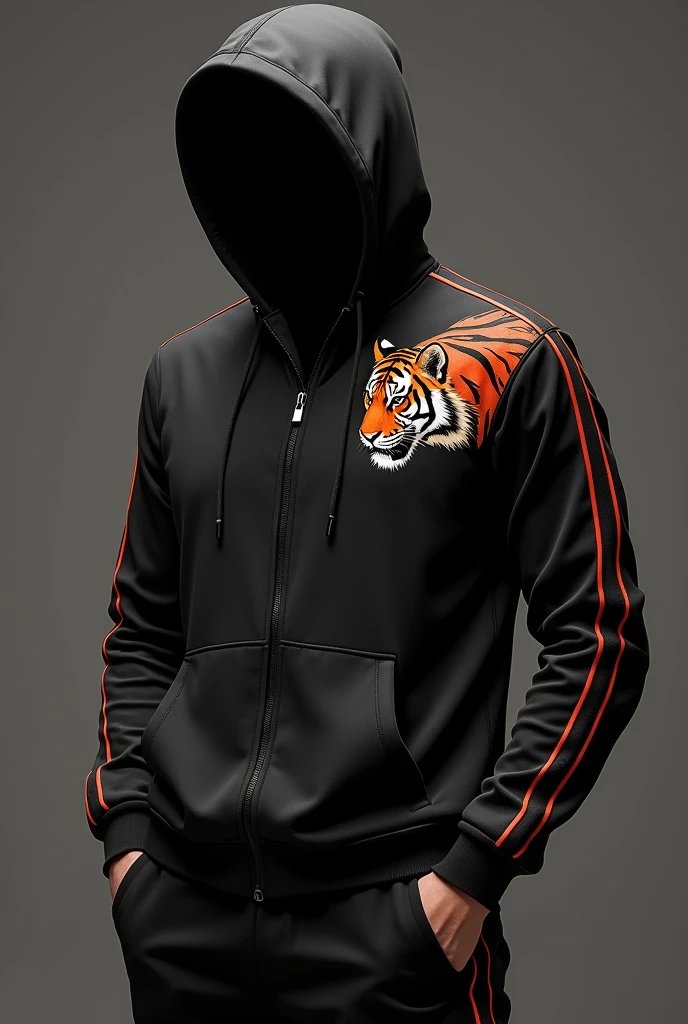 Black interclass shirt with orange and a tiger