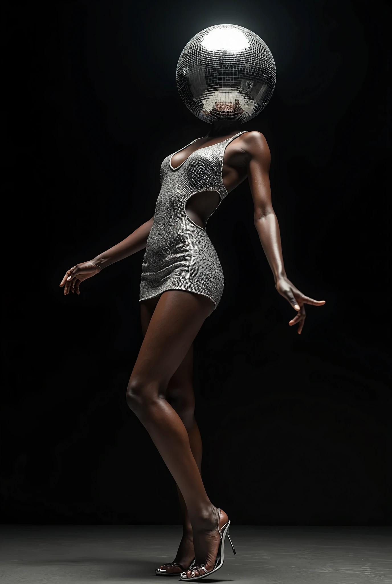 Black dancer performing in studded ballet costume Beautiful and luxurious conceptual photo High quality 8k No defects