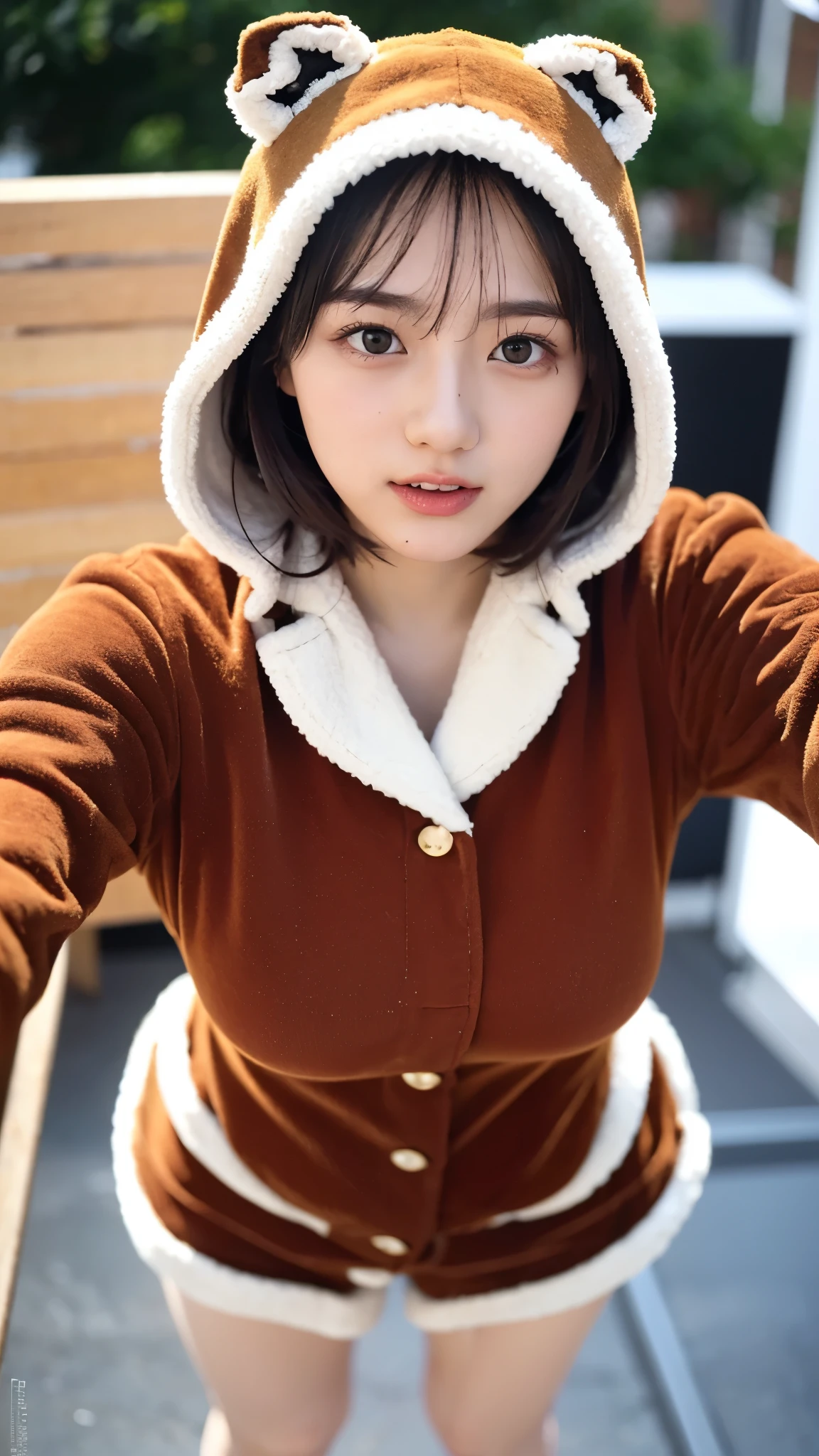 RAW photo, 1 girl, incredibly absurd, 25 years old, beautiful girl, (cute), (short hair), photo shoot, realistic, Depth of the bounds written, High resolution, Super detailed, delicate, very detailed, highly detailed eyes and face, sharp pupils, Realistic Office Lady, sharp focus, dark Natural lighting, Eye and face details, (wearing a reindeer costume), full body, (wind lift:1.6), cameltoe, stare, Big breasts that are about to burst, Close-up, perfect body, hove to pee, Christmas
