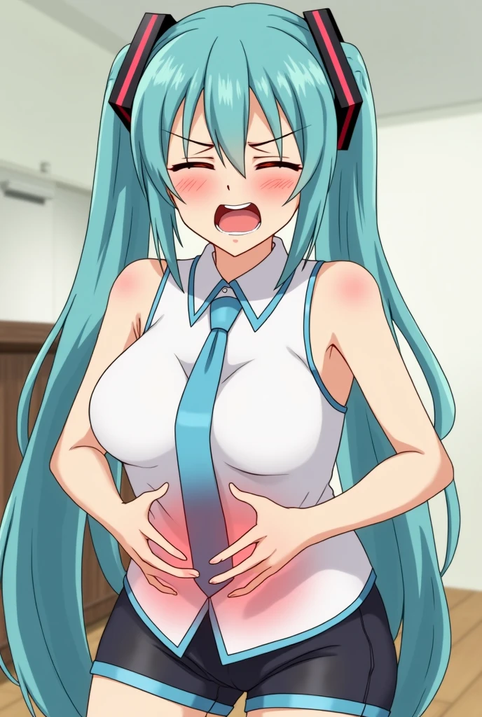 1girl,1boy,solo,masterpiece, best quality, hatsune miku, (Loli :1.3),(completely nude:1.2),spread legs,presenting pussy,(vaginal sex:1.3),(pregnant:0.8),flat chest,