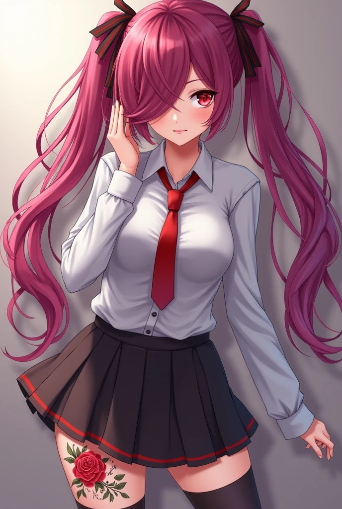 masterpiece, best quality, IncrsAhriAcademy, facial mark, fox tail, multiple tails, school uniform, skirt, thighhighs, <lora:AhriAcademy:1>, shushing, <lora:Pos_Shushing:1>, from behind, seductive smile, blush, IncrsTailsFixer, <lora:Pos_TailsFixer:1.2>