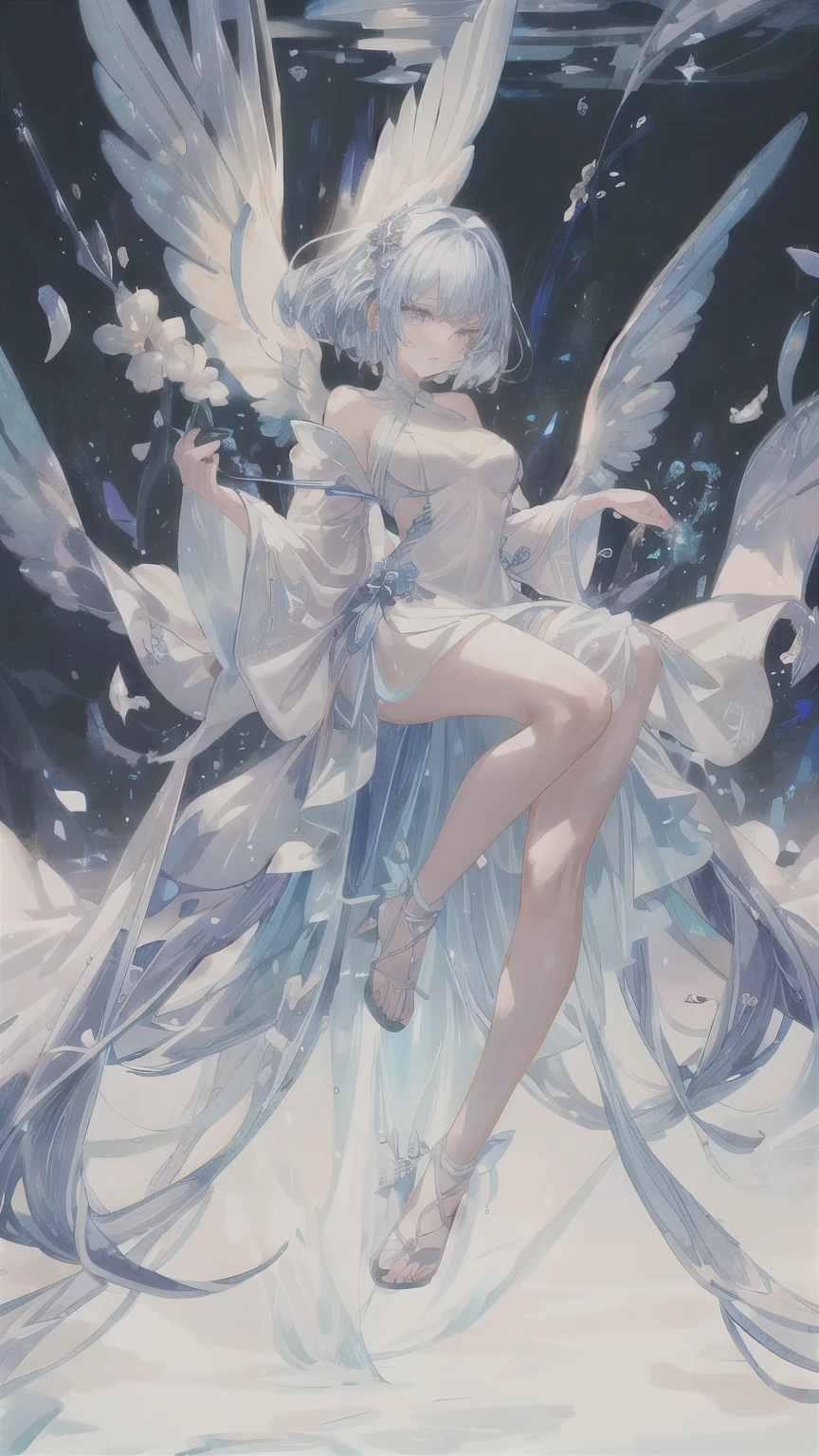 1 girl,flower,petal, ( top quality,4K,8k, high definition,masterpiece:1.2),masterpiece,best quality, very detailed, 1 girl, perfect face, (solo full body shot:1.3)(AI-generated:.25),( Smile :.25),  Her face is of the highest quality  , 輝く瞳, Long, fluttery, dazzling eyelashes, Exquisitely defined lips. She looks like a fairy in an elegant dress , Magical Dress,  fantasy dress,  Fantasy Art Style ,  Beautiful Digital Artwork, beautiful gorgeous digital art, flowing 、And fantastic,  The texture and depth of the painting is breathtaking . 衣装の繊細な描写が微かなstar明かりを捉える, Creates an eye-catching glow.  The atmosphere is calm and quiet  , It is a work of art that embodies the beauty of a girl's celestial body and inner strength in harmony with .  This work is of the best quality ,  painstakingly crafted with ultra-detailed brushstrokes and precise attention to every element.  The texture and depth of the painting is breathtaking . The lighting is soft and diffused, Gives off a gentle light all around,  enhances the magical atmosphere .  The existence of a girl is full of mystery and wonder ,  as if she holds a secret connected to the celestial body above .  The overall composition evokes a sense of timelessness 、star座の本質をとらえている, star々 It's a work of art that embodies the beauty and inner strength of a celestial body in harmony with .
