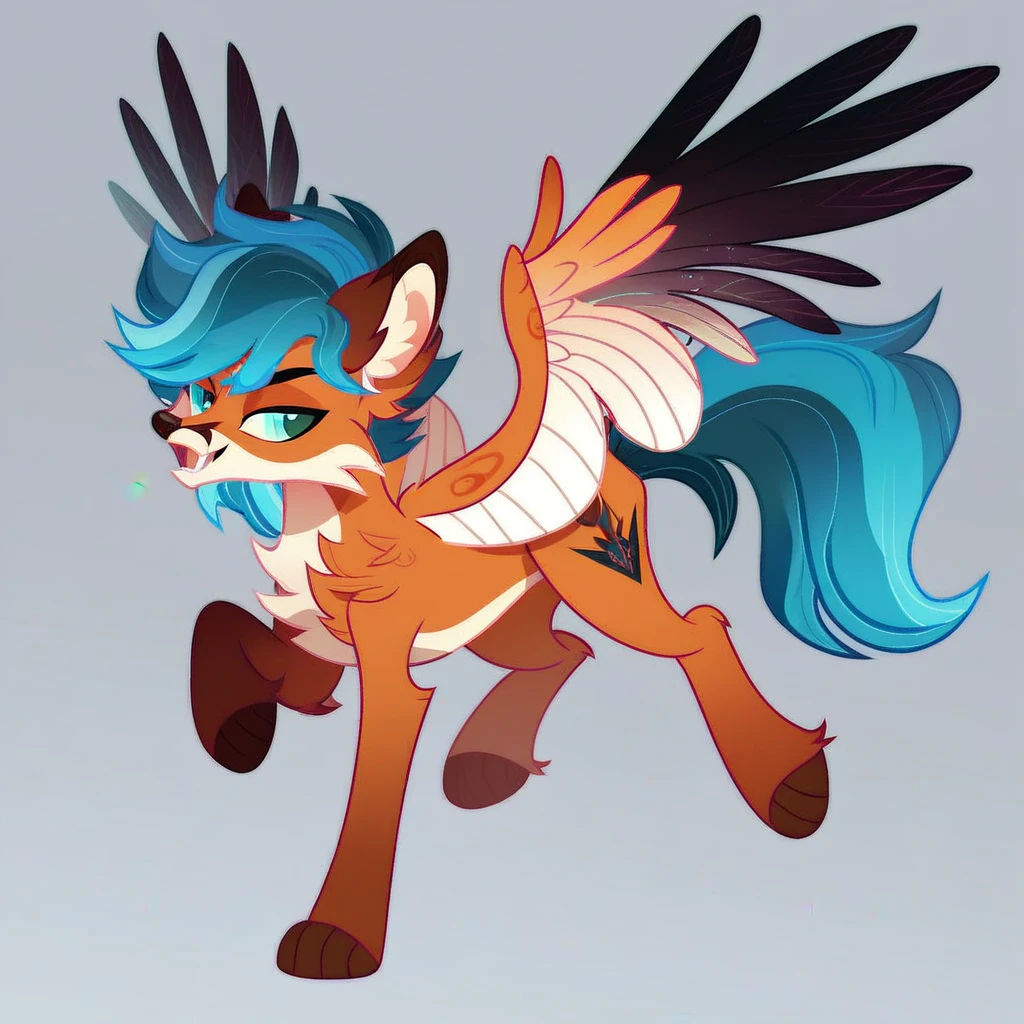 Female pegasus pony, brown fur, red hair, green eyes, green polka dot bandanna in hair on head, white feathers on wings, large crotchboobs, fishnet stockings, standing, anal penetration