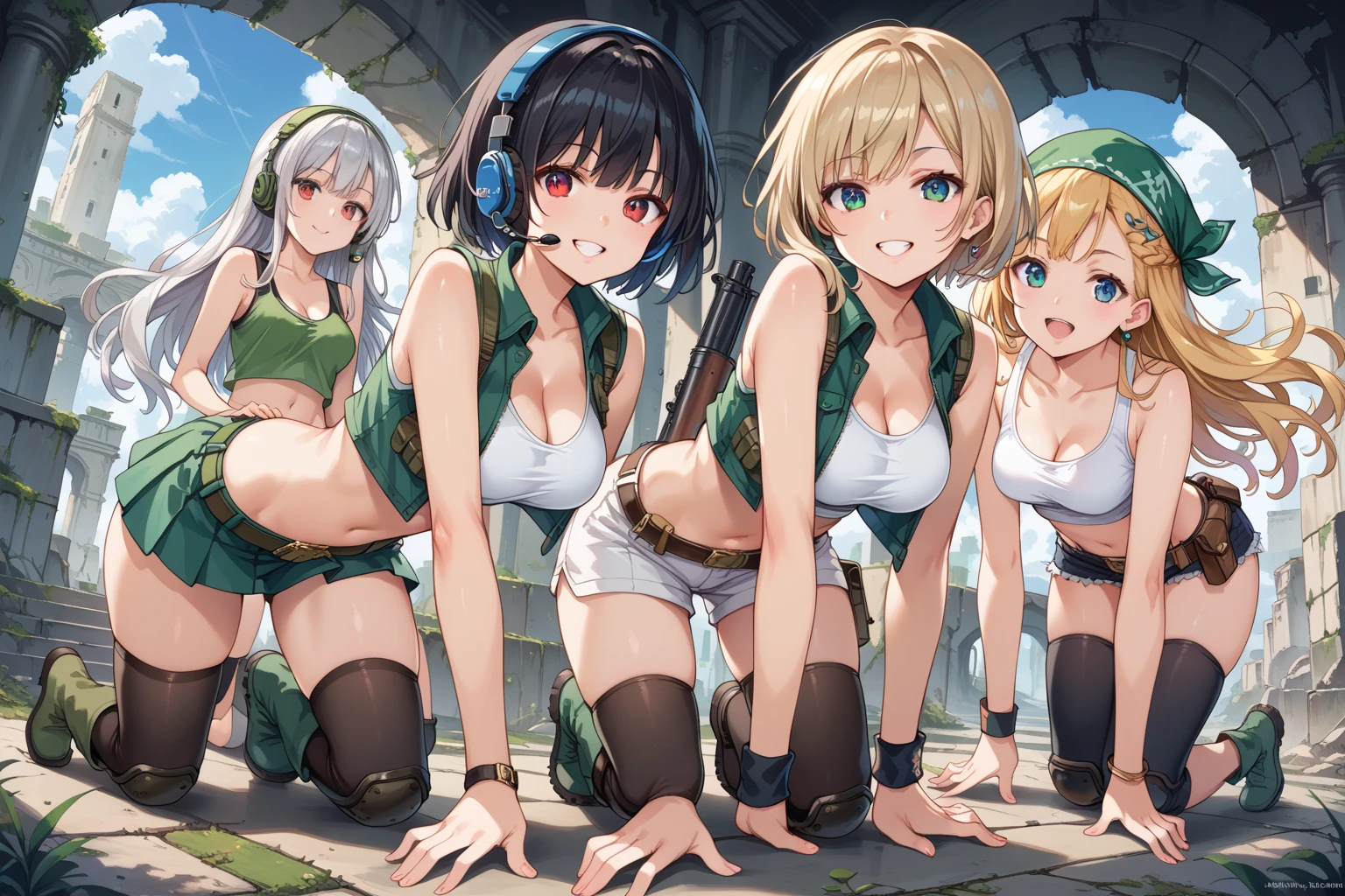 Special Forces Girls,during war,Grinning face,topless,belly button,aircraft carrier