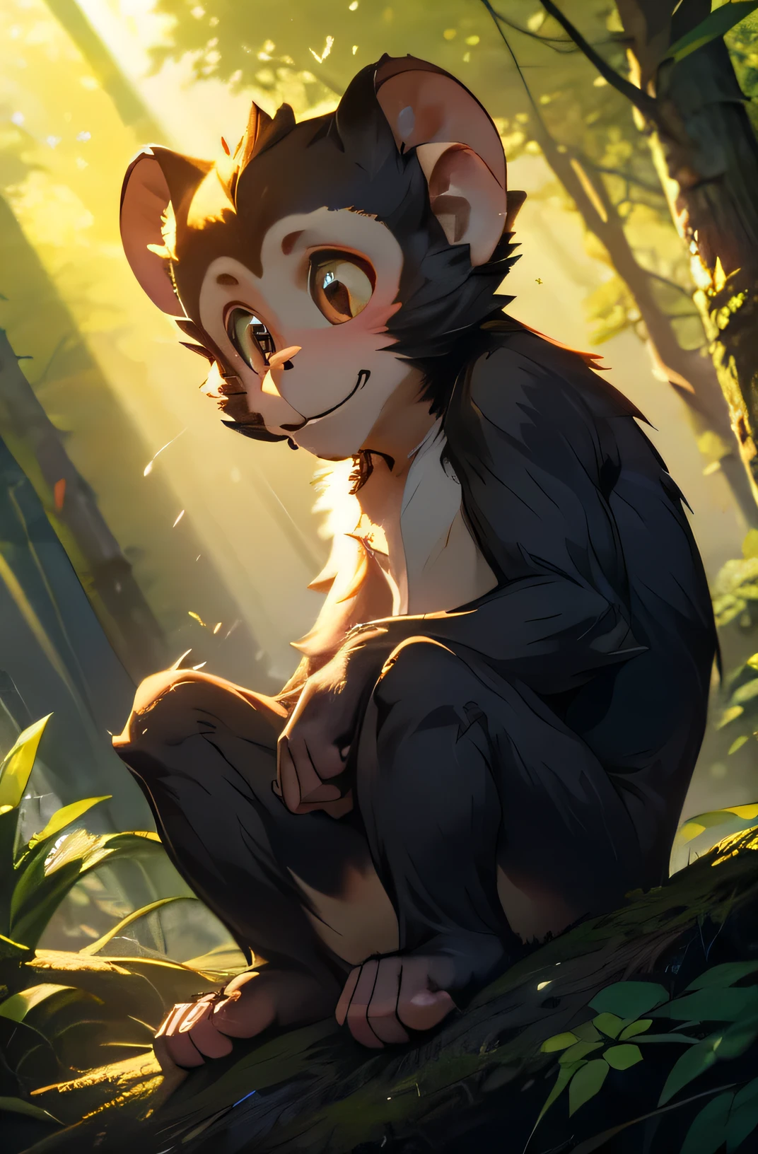 Crie um macaco da Amazonia na floresta, sem fundom arte de linha de colorir, drawings for children, paginas legais para colorir, arte de livro de colorir, linhas vetoriais de estilo de pagina de livro de colorir. 8k --ar 1:1