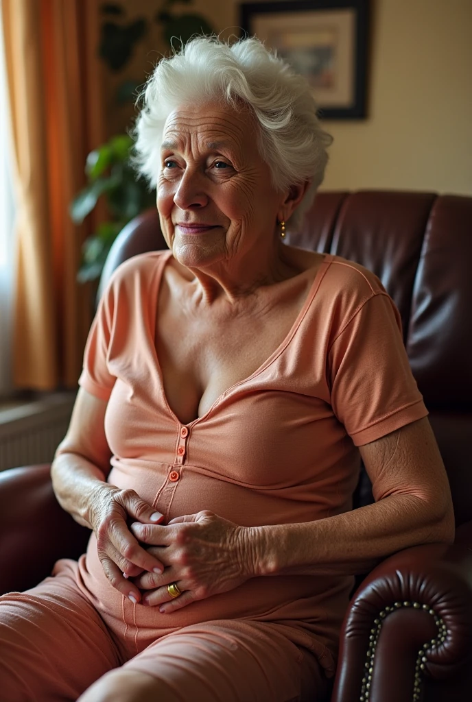 a beautiful idosa velha com idade 80 anos, cute, usando roupas coloridas, sweet old woman