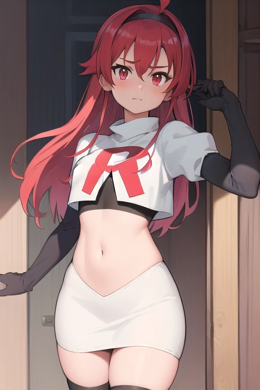 bluearchivearu, aru, halo, horns, long hair, (orange eyes:1.5), pink hair, bangs, blunt bangs,
BREAK horns, team rocket,team rocket uniform,white skirt,crop top,black thigh-highs,black elbow gloves
BREAK looking at viewer,
BREAK (masterpiece:1.2), best quality, high resolution, unity 8k wallpaper, (illustration:0.8), (beautiful detailed eyes:1.6), extremely detailed face, perfect lighting, extremely detailed CG, (perfect hands, perfect anatomy),