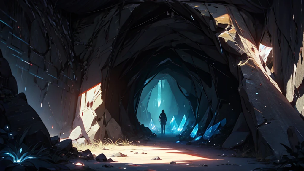 Cave illuminated with crystals