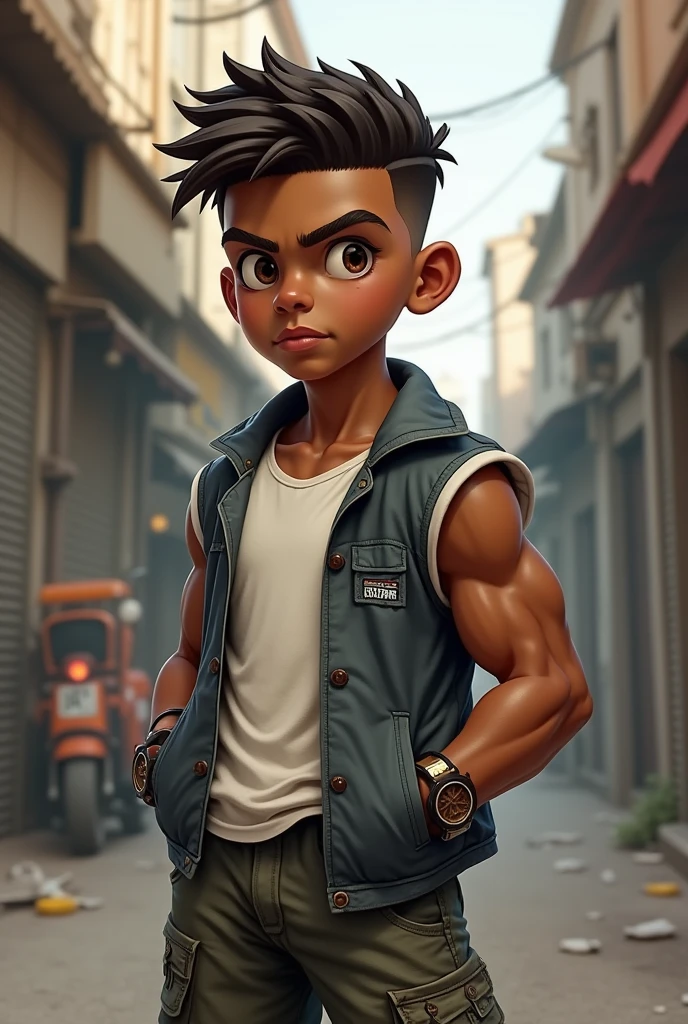 7 years old boy gangster funky pack abs white bodybuilder and handsome boy image generator