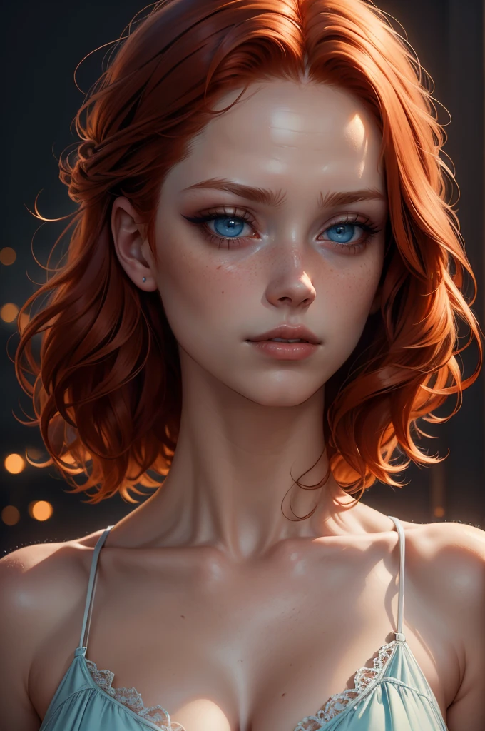 breathtaking oil painting, (close up), (detailed redhead:1.3), freckles, 22 yo, prettiest, bright eyes, soft pale skin, (from side), wet red lipsticks, Russian, looking up, (one hand on hair:1.4), dental braces, happy smile, (looking at viewer), (intricately detailed soft night gown:1.2),, photorealistic oil painting, by charlie bowater, fine details, by wlop, trending on artstation, very detailed,portrait 1 young woman,upper body,long orange hair,science fiction, complex ruined city background,big breasts,cleavage, mad max , futuristic, post-apocalyptic, dark, dim light, ((masterpiece, best quality)),looking at viewer,scarlett.johansson,best quality, masterpiece,white hair, gold eyes,white clothes, looking up, upper body,hair strand,Fair skin,side braids,(masterpiece:1.3), cowboy shot, (8k, photorealistic, RAW photo, best quality: 1.4), (1 russian girl), beautiful face, (realistic face), (red hair, short hair:1.3), beautiful hairstyle, realistic green eyes, beautiful detailed eyes, (realistic skin), beautiful skin, (stripped sweater), attractive, ultra high res, ultra realistic, highly detailed, golden ratio, dark, rim lighting,((best quality: 1.5)) ((masterpiece: 0.8)), intricate details, sharp focus, professional, real life, realistic representation of the face, dim volumetric lighting, dynamic pose, in the style of realistic and hyper detailed renderings BREAK (detailed 30 year old android woman, (((blackout gothic eye makeup, portrait) ice blue eyes, short ginger hair, shaved sides), determined expression)), photorealistic, hyper-realistic, 8K,a close up of a woman with long hair and a braid, soft portrait shot 8 k, blonde braids and blue eyes, beautiful young face, extremely beautiful face, portrait of a beautiful model, gorgeous young model, beautiful delicate face, beautiful nordic woman, very beautiful young woman, lovely delicate face, natural soft pale skin, high-quality 4k portrait, beautiful young girl,Natural redhead woman, 50 millimeters, Cinematic, K