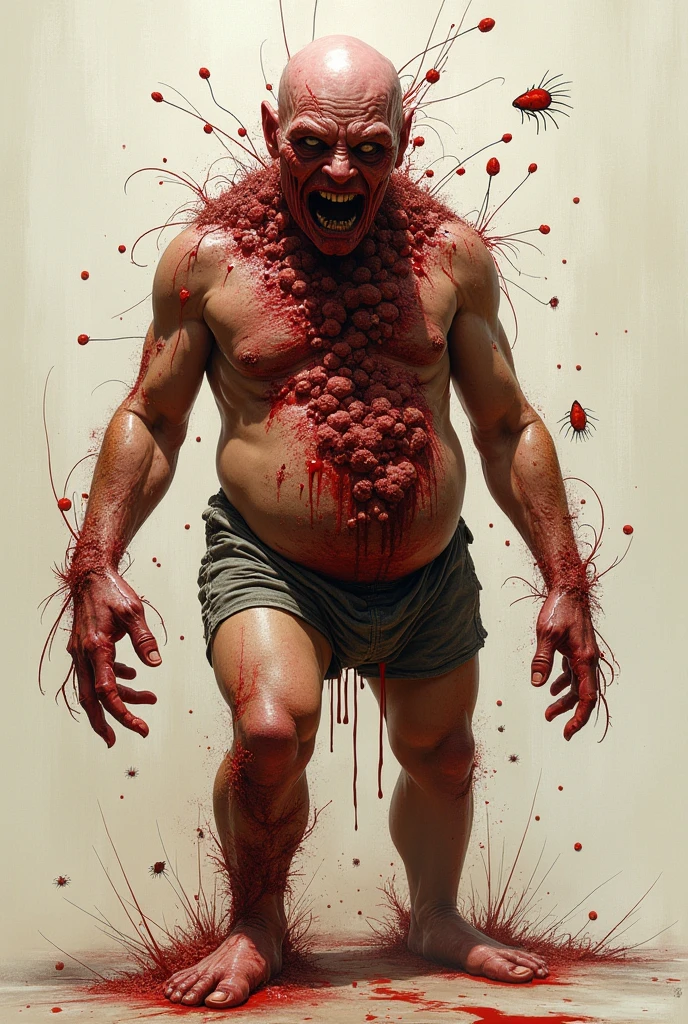 Full body、always bloody、Bloody、Bloody、Top image quality、masterpiece、8K、kook、Strongest、Atrocious、The Monster、killer ghost、wrestler、Musculoskeletal augmentation々、musculature、tentacles from hands