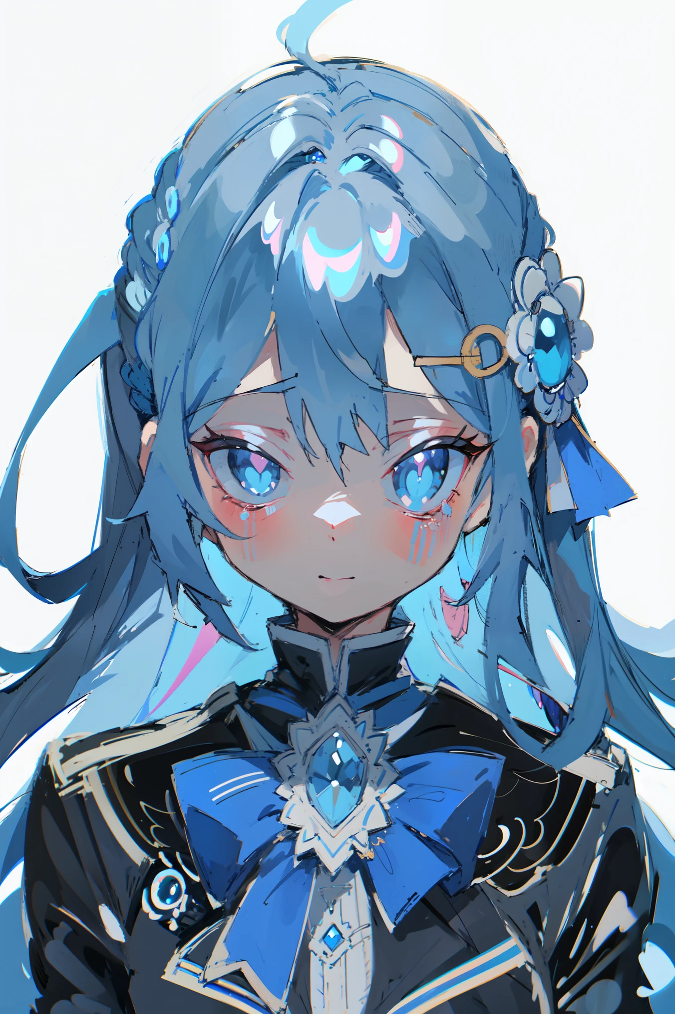 Anime girl with blue eyes and blue eyes on white background, Blue Eye. Anime, anime visual, Clear Eyes Concept Art, huge anime eyes, blue shining eyes, Detailed Digital Anime Art, Sparkling blue eyes, Crystal Blue Eyes, photorealistic anime, beautidful eyes, eye reflections, ethereal anime, Ultra-detailed. Anime, dreamy psychedelic anime, eye reflections