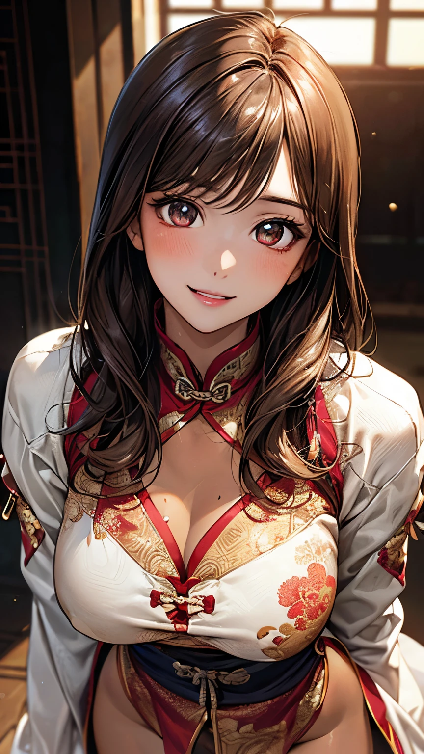 最high quality, masterpiece, High resolution, One girl,China dress,hair ornaments,necklace, jewelry,Beautiful Face,On top of that_body, Tyndall effect,Realistic, Dark studio, Rim Light, Two-tone lighting,(Skin with attention to detail:1.2), 8K Ultra HD, Digital SLR, Soft lighting, high quality, Volumetric lighting, Frank, photograph, High resolution, 4K, 8k, Bokeh,