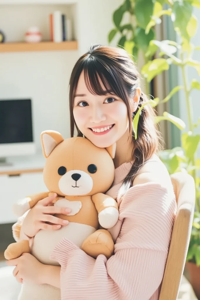 1girl, Japanese idol girl hold a colorful staffed animal, medium breast, happy, smile, girl's room, girl's clothes, close up, view from above,
8k, RAW, natural skin, detailed skin, (skindentation:0.3), depth of field
