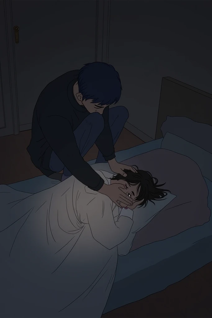 A handsome and cute young boy with a blue hoodie tired as he layed on the floor as if his soul left his body just like in the picture