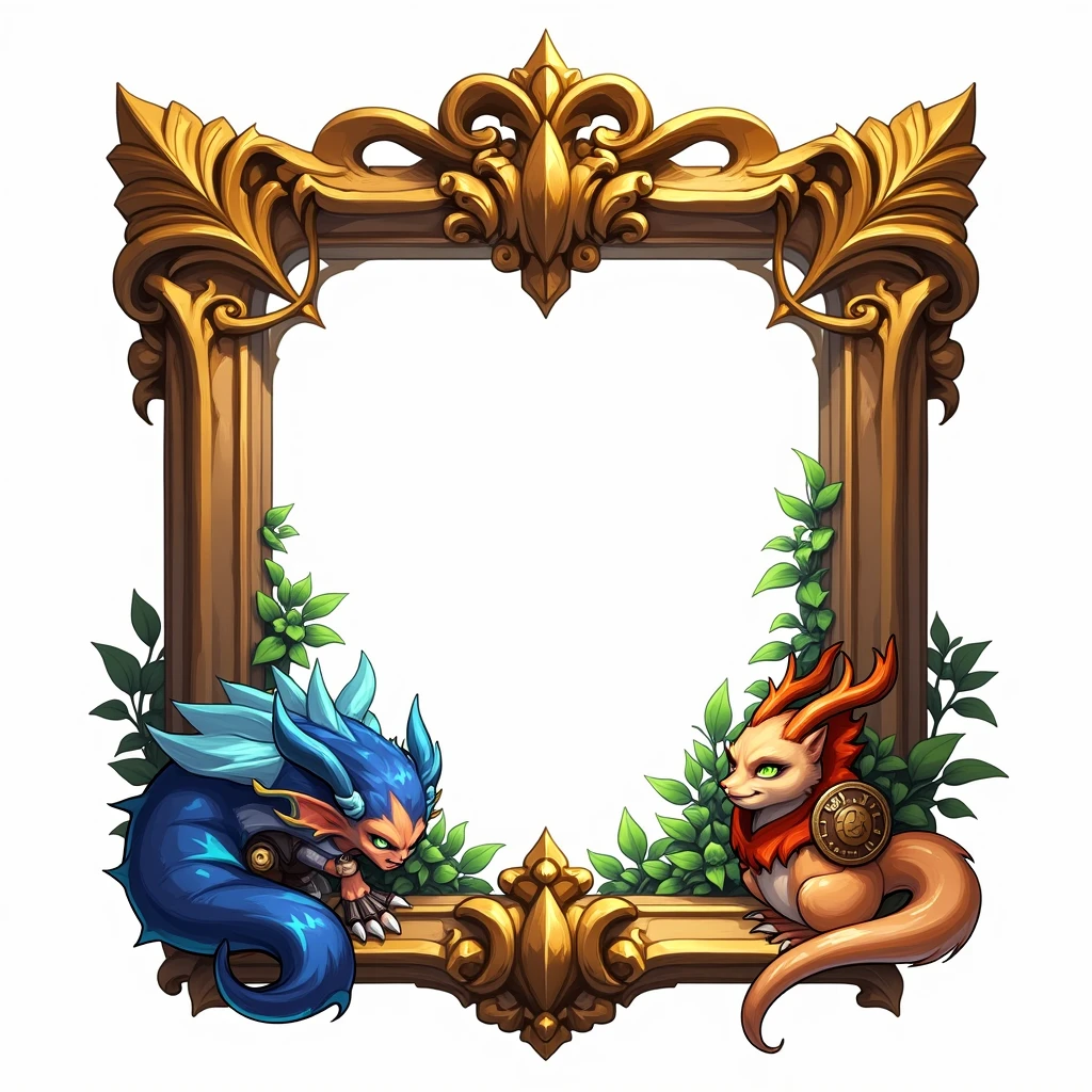 gold retangular frame,white background,warcraft art style,hearthstone art