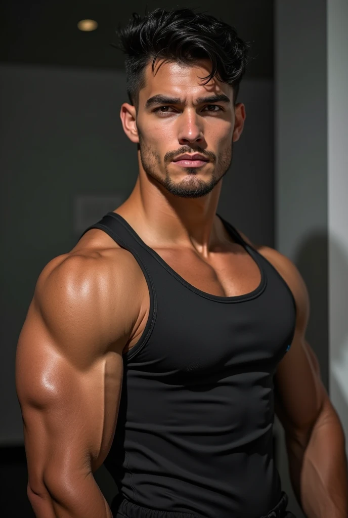 Police, police officer wearing uniform, police uniform, cops, security guard, daddy, handsome male, muscular, muscular arms, muscular chest, open chest, tattooed, tattooed arms, veiny, buzz cut, necklace, earrings, seductive, 8k, super detail, masterpiece, textured skin, super detail, best quality, 8k, realistic, superrealistic